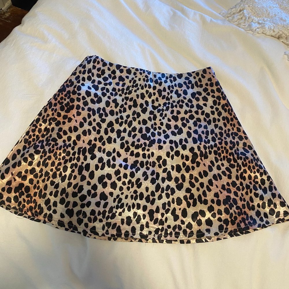 Leopard Print Silk Skirt